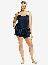 Alt View 1 Thumbnail - Midnight Navy Whisper Satin Lounge Shorts with Pockets