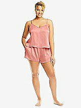 Alt View 1 Thumbnail - Rose - PANTONE Rose Quartz Whisper Satin Lounge Shorts with Pockets