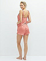 Rear View Thumbnail - Rose - PANTONE Rose Quartz Whisper Satin Lounge Shorts with Pockets