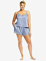 Alt View 1 Thumbnail - Sky Blue Whisper Satin Lounge Shorts with Pockets