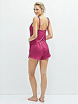 Rear View Thumbnail - Tea Rose Whisper Satin Lounge Shorts with Pockets