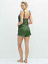 Rear View Thumbnail - Vineyard Green Whisper Satin Lounge Shorts with Pockets