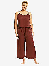 Alt View 1 Thumbnail - Auburn Moon Whisper Satin Wide-Leg Lounge Pants with Pockets