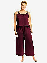 Alt View 1 Thumbnail - Cabernet Whisper Satin Wide-Leg Lounge Pants with Pockets