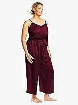 Alt View 2 Thumbnail - Cabernet Whisper Satin Wide-Leg Lounge Pants with Pockets