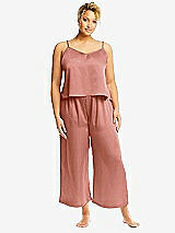 Alt View 1 Thumbnail - Desert Rose Whisper Satin Wide-Leg Lounge Pants with Pockets