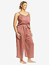 Alt View 2 Thumbnail - Desert Rose Whisper Satin Wide-Leg Lounge Pants with Pockets