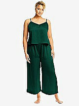 Alt View 1 Thumbnail - Hunter Green Whisper Satin Wide-Leg Lounge Pants with Pockets