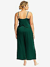 Alt View 3 Thumbnail - Hunter Green Whisper Satin Wide-Leg Lounge Pants with Pockets