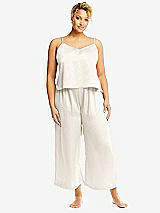 Alt View 1 Thumbnail - Ivory Whisper Satin Wide-Leg Lounge Pants with Pockets