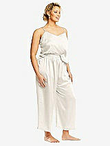 Alt View 2 Thumbnail - Ivory Whisper Satin Wide-Leg Lounge Pants with Pockets