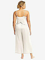 Alt View 3 Thumbnail - Ivory Whisper Satin Wide-Leg Lounge Pants with Pockets