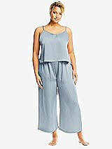 Alt View 1 Thumbnail - Mist Whisper Satin Wide-Leg Lounge Pants with Pockets