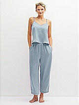 Front View Thumbnail - Mist Whisper Satin Wide-Leg Lounge Pants with Pockets