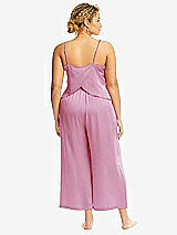 Alt View 3 Thumbnail - Powder Pink Whisper Satin Wide-Leg Lounge Pants with Pockets