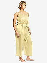 Alt View 2 Thumbnail - Pale Yellow Whisper Satin Wide-Leg Lounge Pants with Pockets