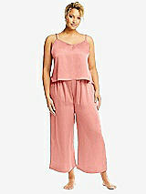 Alt View 1 Thumbnail - Rose - PANTONE Rose Quartz Whisper Satin Wide-Leg Lounge Pants with Pockets