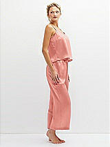 Side View Thumbnail - Rose - PANTONE Rose Quartz Whisper Satin Wide-Leg Lounge Pants with Pockets