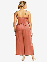 Alt View 3 Thumbnail - Terracotta Copper Whisper Satin Wide-Leg Lounge Pants with Pockets