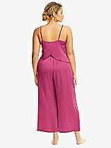 Alt View 3 Thumbnail - Tea Rose Whisper Satin Wide-Leg Lounge Pants with Pockets