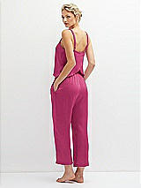 Rear View Thumbnail - Tea Rose Whisper Satin Wide-Leg Lounge Pants with Pockets