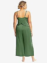 Alt View 3 Thumbnail - Vineyard Green Whisper Satin Wide-Leg Lounge Pants with Pockets