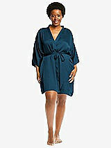 Alt View 1 Thumbnail - Atlantic Blue Short Whisper Satin Robe