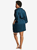 Alt View 3 Thumbnail - Atlantic Blue Short Whisper Satin Robe