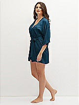 Side View Thumbnail - Atlantic Blue Short Whisper Satin Robe