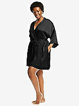 Alt View 2 Thumbnail - Black Short Whisper Satin Robe