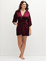 Front View Thumbnail - Cabernet Short Whisper Satin Robe