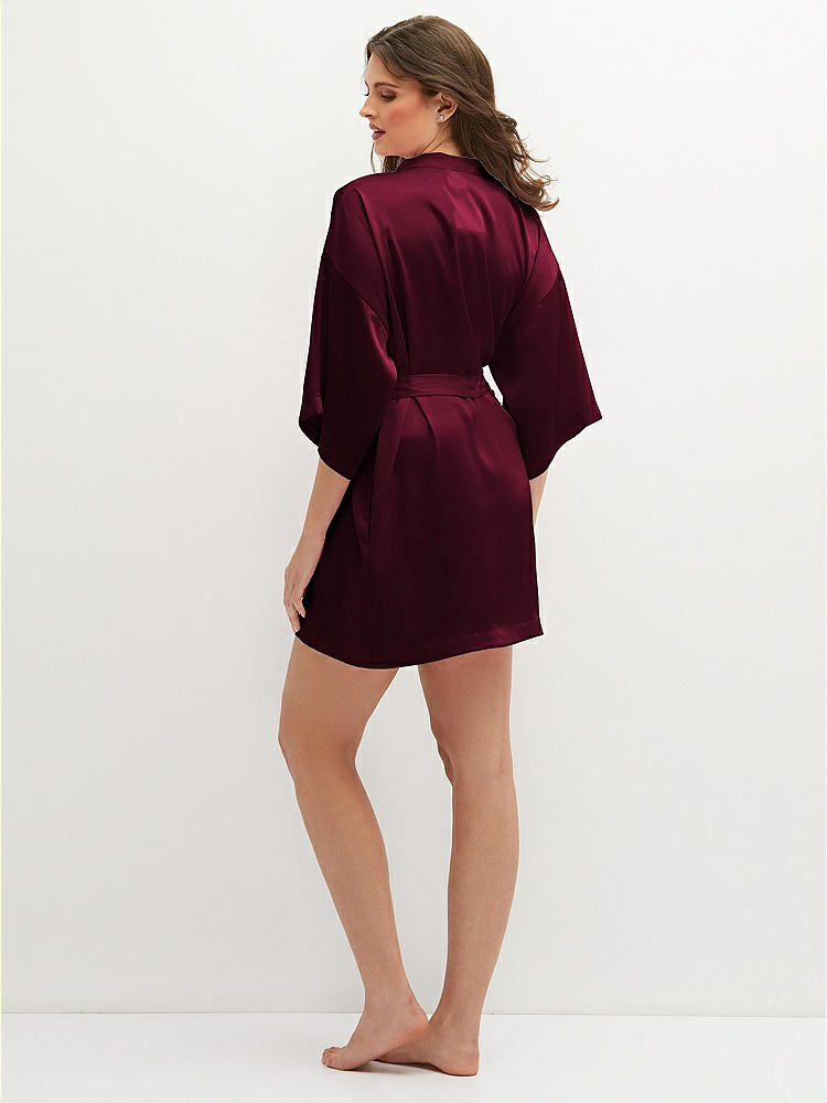 Back View - Cabernet Short Whisper Satin Robe