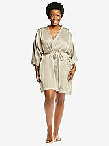 Alt View 1 Thumbnail - Champagne Short Whisper Satin Robe