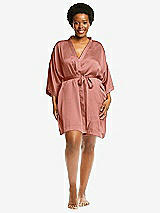 Alt View 1 Thumbnail - Desert Rose Short Whisper Satin Robe