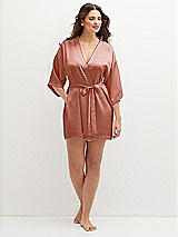 Front View Thumbnail - Desert Rose Short Whisper Satin Robe