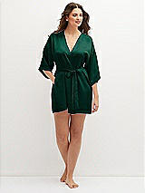 Front View Thumbnail - Hunter Green Short Whisper Satin Robe