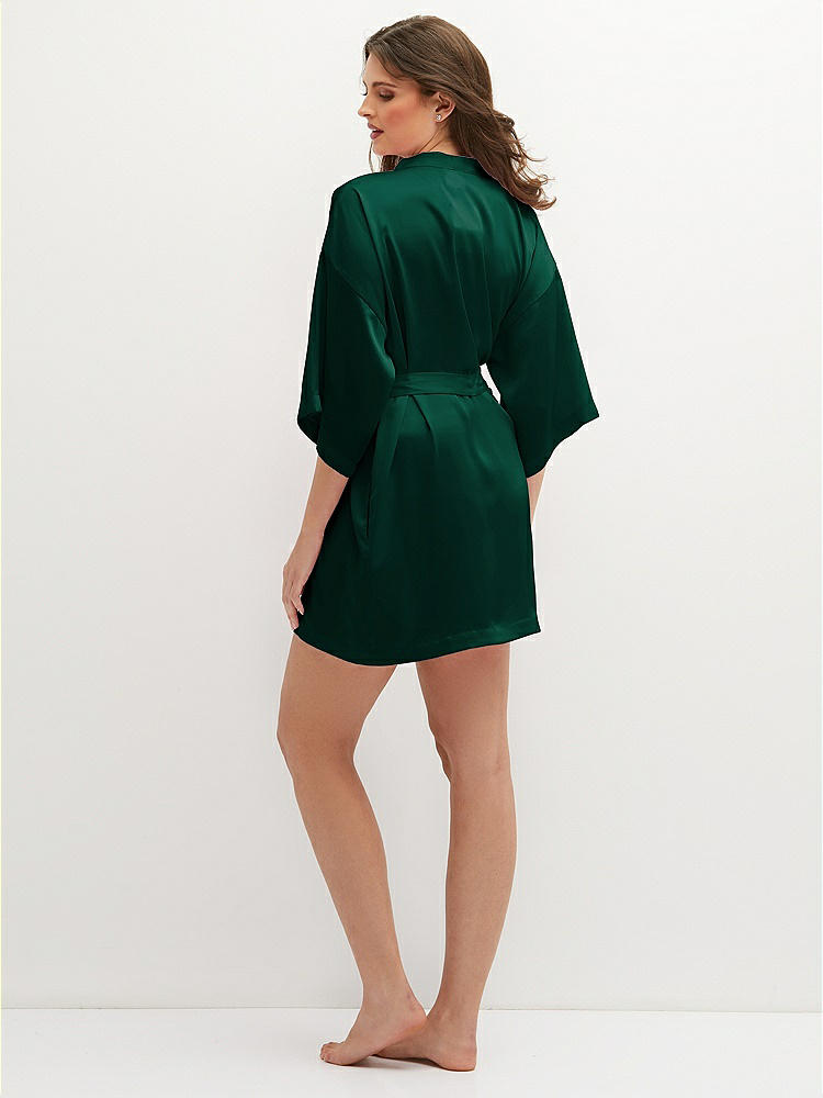 Back View - Hunter Green Short Whisper Satin Robe