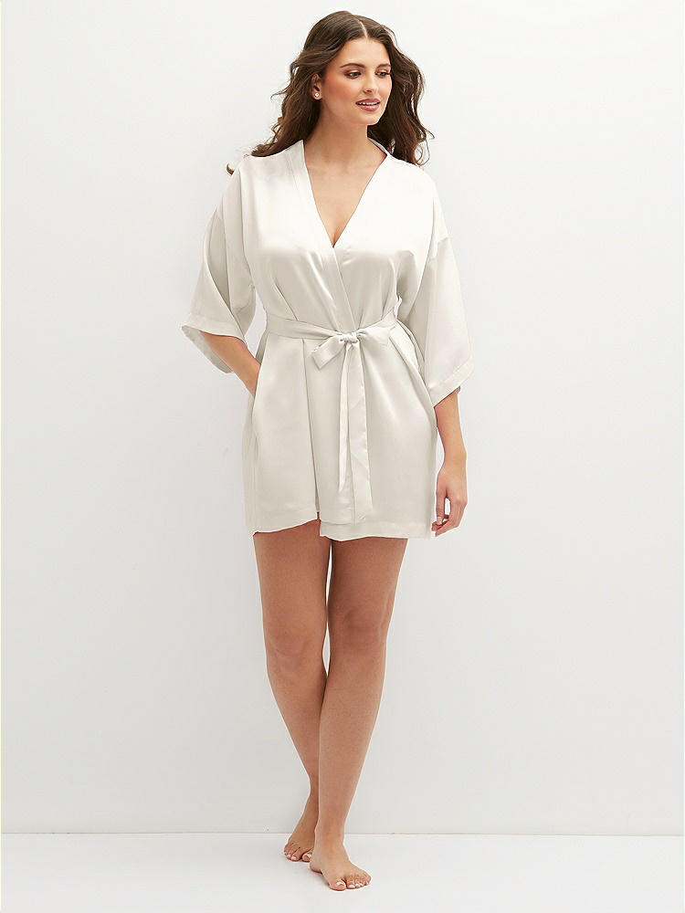 Front View - Ivory Short Whisper Satin Robe