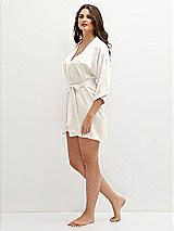 Side View Thumbnail - Ivory Short Whisper Satin Robe