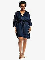 Alt View 1 Thumbnail - Midnight Navy Short Whisper Satin Robe