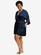 Alt View 2 Thumbnail - Midnight Navy Short Whisper Satin Robe