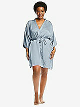 Alt View 1 Thumbnail - Mist Short Whisper Satin Robe