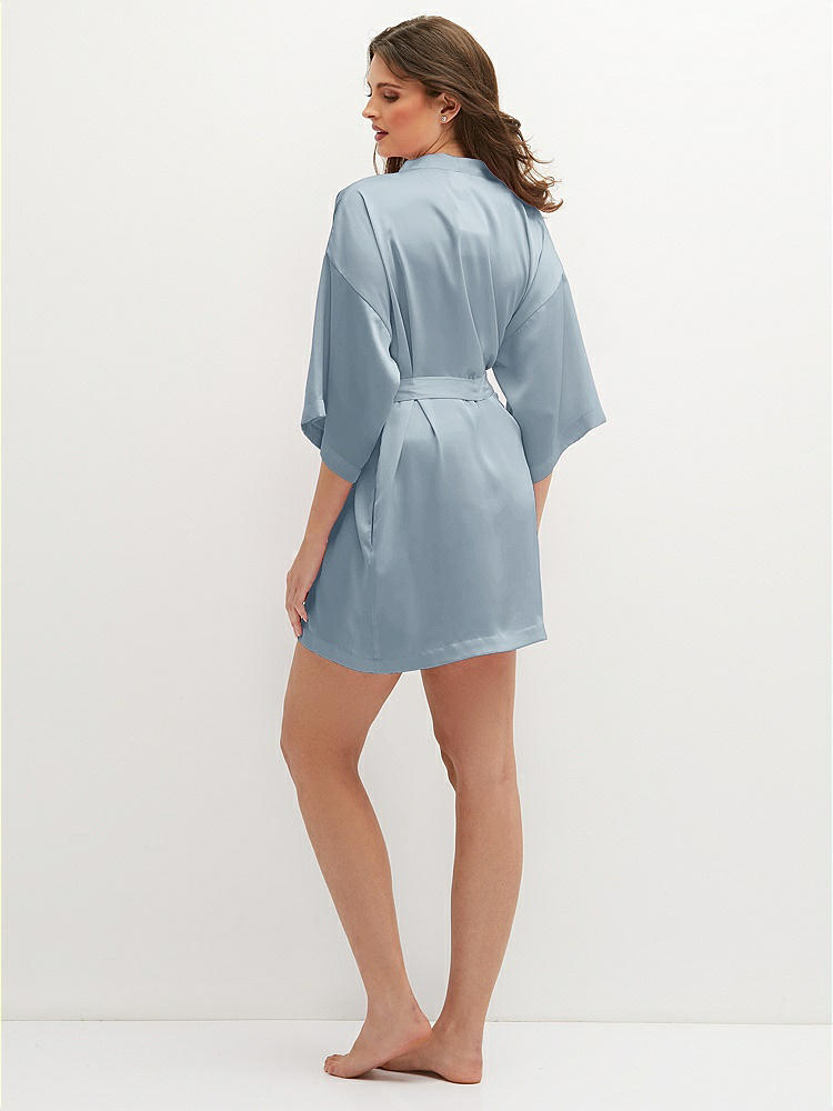 Back View - Mist Short Whisper Satin Robe