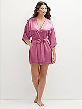 Front View Thumbnail - Orchid Pink Short Whisper Satin Robe