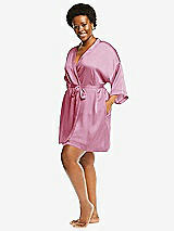 Alt View 2 Thumbnail - Powder Pink Short Whisper Satin Robe