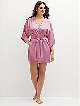 Front View Thumbnail - Powder Pink Short Whisper Satin Robe