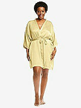 Alt View 1 Thumbnail - Pale Yellow Short Whisper Satin Robe