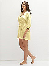 Side View Thumbnail - Pale Yellow Short Whisper Satin Robe