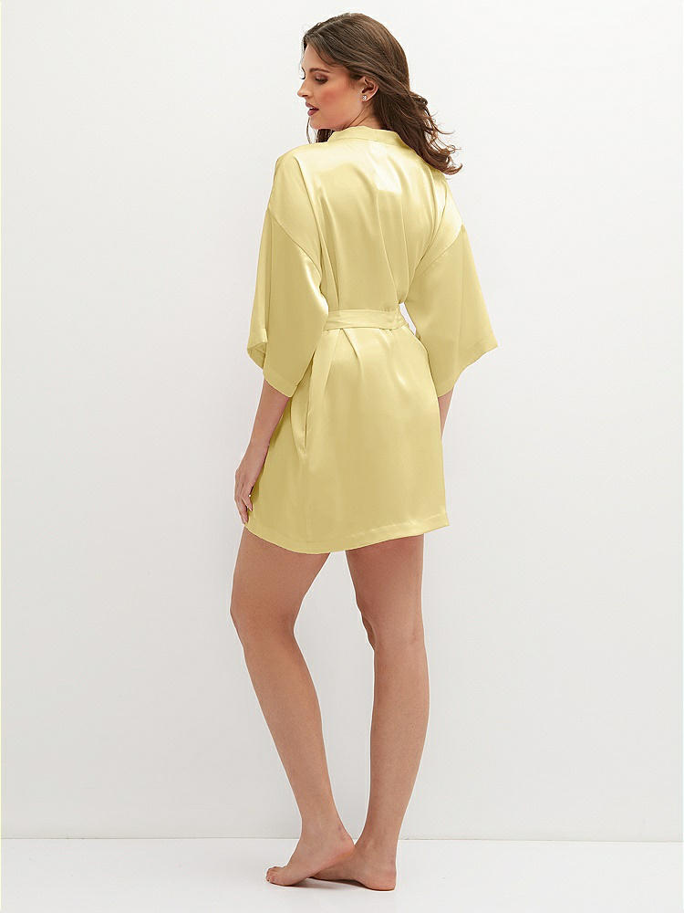 Back View - Pale Yellow Short Whisper Satin Robe