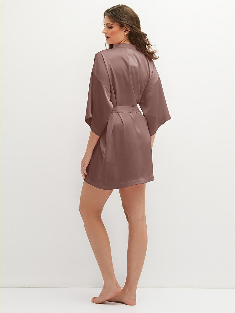 Back View - Sienna Short Whisper Satin Robe